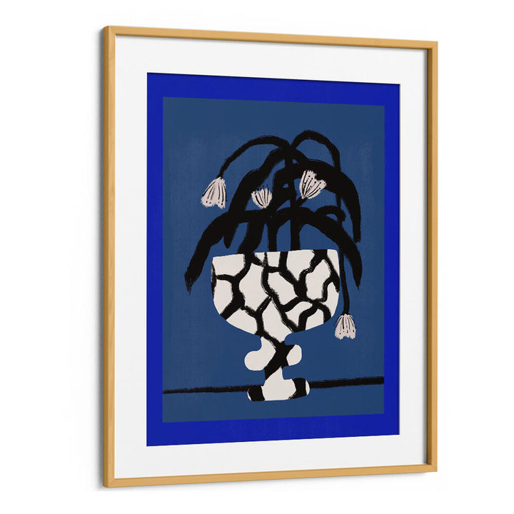 CRACKED VASE IN BLUE , FLORAL FLOWER PAINTINGS