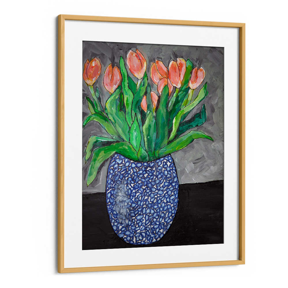 Vibrant tulips in a striking blue vase, perfect for any space. Shop TULIPS IN BLUE VASE I, FLORAL FLOWER PAINTINGS.