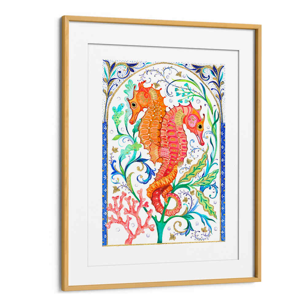 TWO VIBRANT SEAHORSES , BEACH PAINTINGS