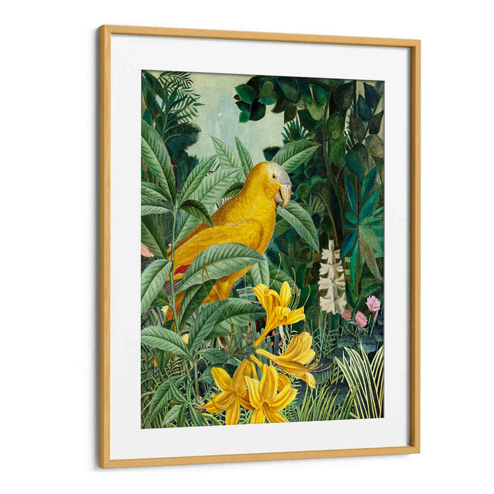YELLOW PARROTS IN GREEN , ANIMAL PAINTINGS