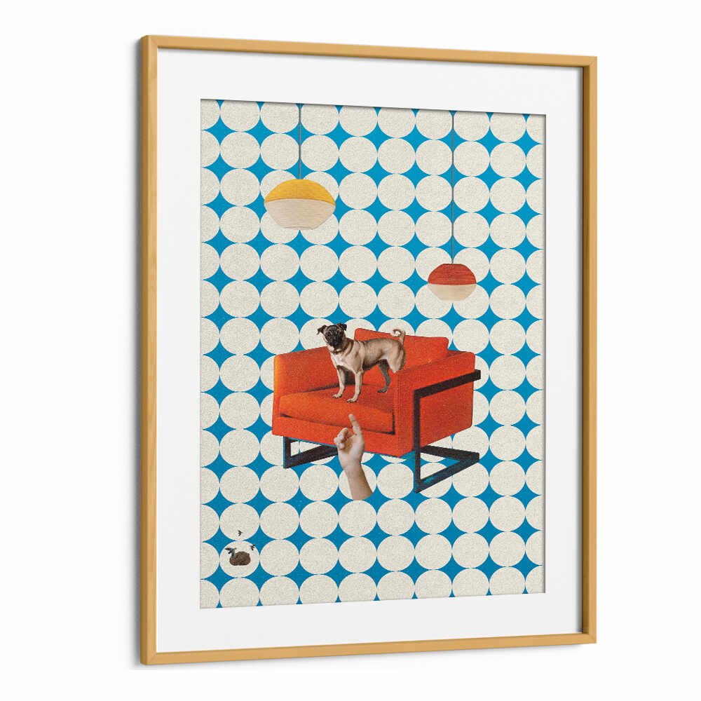 Colorful surreal art print featuring a dog on a red chair, titled "IT WAS YOU, SURREAL ART PRINTS". Perfect for decor.