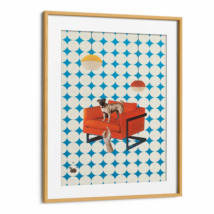 Colorful surreal art print featuring a dog on a red chair, titled "IT WAS YOU, SURREAL ART PRINTS". Perfect for decor.