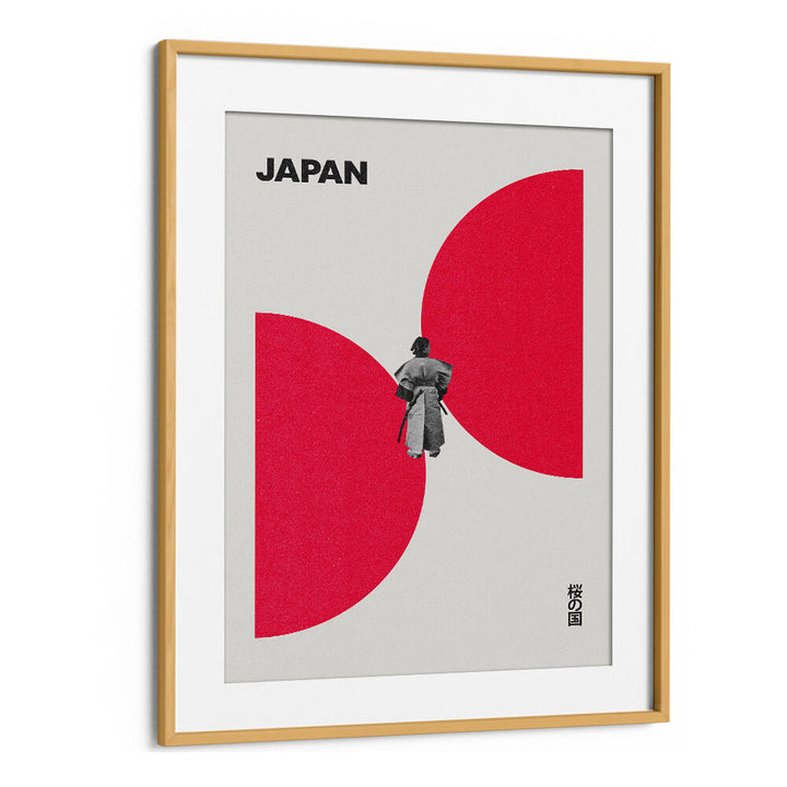 Stylish JAPAN WAY, JAPANESE PAINTINGS poster featuring a traditional figure against bold red shapes. Perfect for decor.
