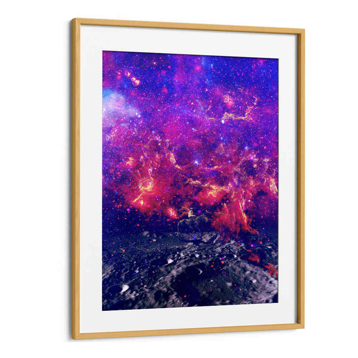 Vivid SPACE COWBOY, SURREAL ART PRINTS featuring cosmic colors and a lunar landscape, perfect for any art lover.