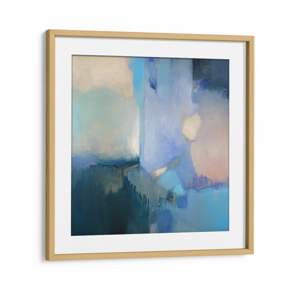 Vibrant FROZEN HAZE, ABSTRACT PAINTINGS artwork featuring soothing blue tones, perfect for enhancing your space.