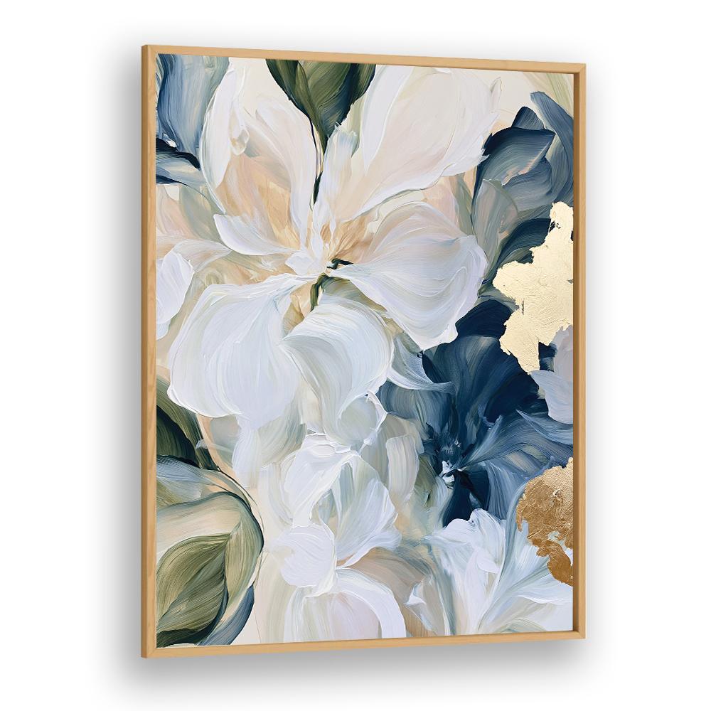 ABSTRACT BLUE GOLD FLOWERS