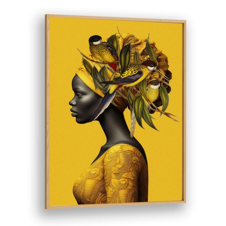 AFRICAN WOMAN GOLDEN BIRDS
