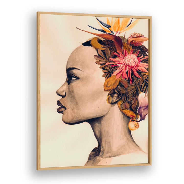 Stylish AMARE, FASHION POSTERS featuring an elegant profile adorned with vibrant florals, perfect for any décor.