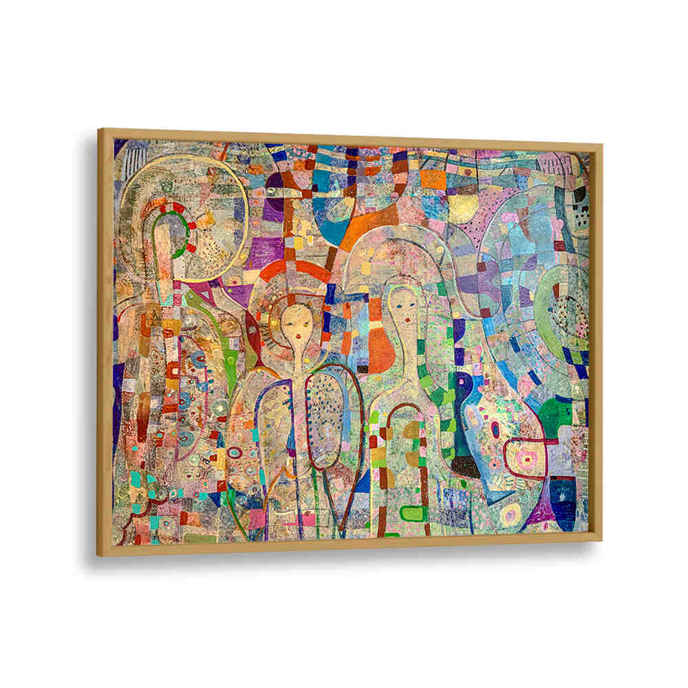 Oakwood Plain ANGELS AMONG US , ABSTRACT PAINTINGS — layered textures, soft gradients and ethereal figures in a wood frame