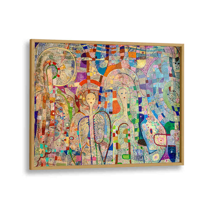 Oakwood Plain ANGELS AMONG US , ABSTRACT PAINTINGS — layered textures, soft gradients and ethereal figures in a wood frame