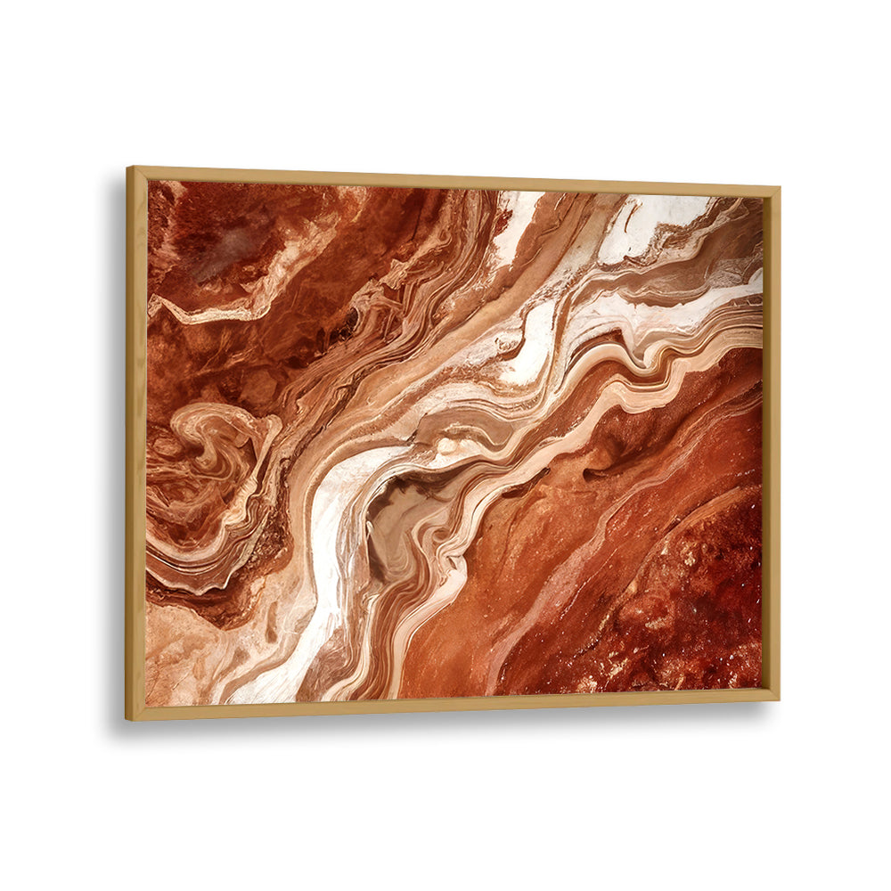 Abstract painting featuring rich earthy tones, showcasing stunning patterns in deep browns and terracotta reds.