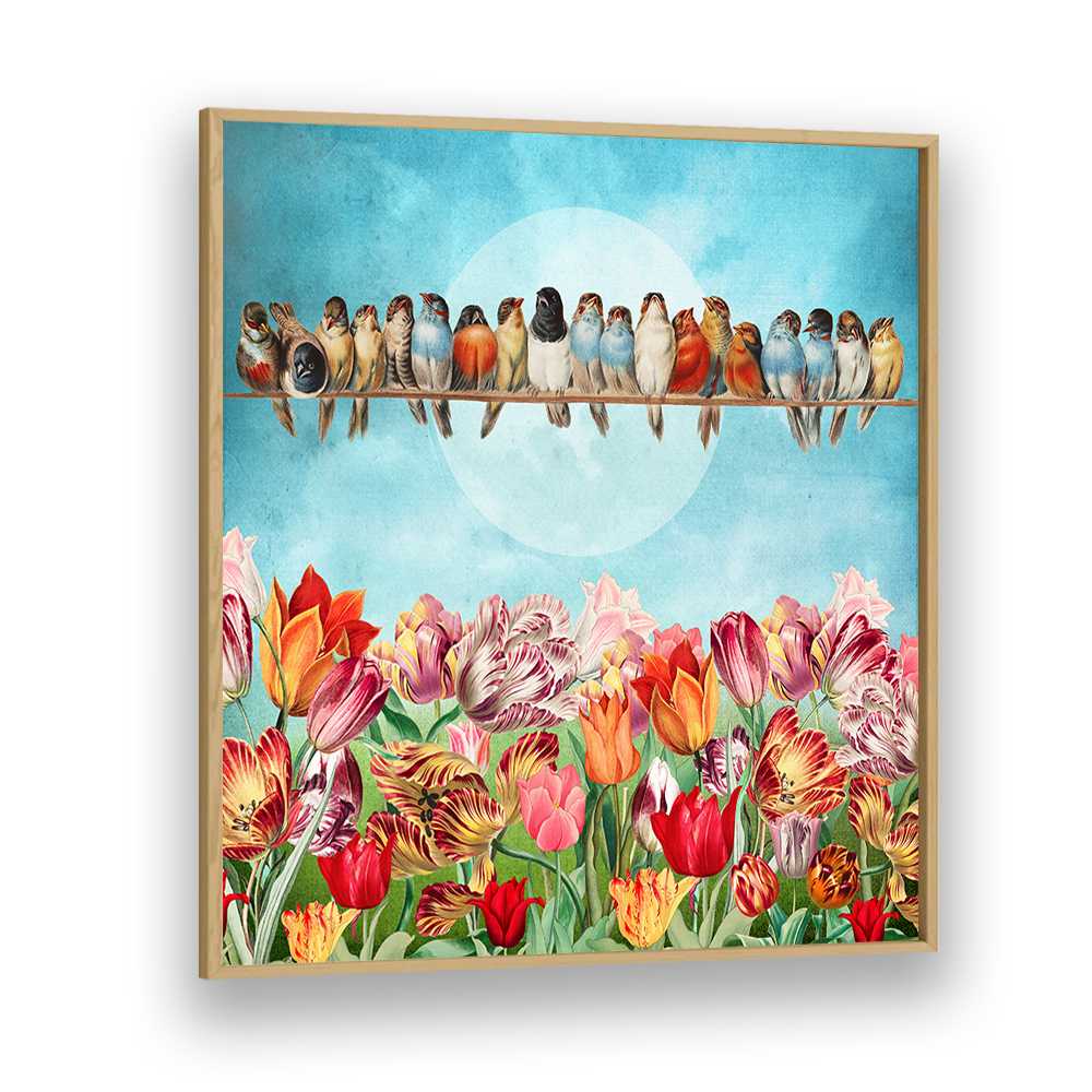 BIRDS OVER TULIP GARDEN