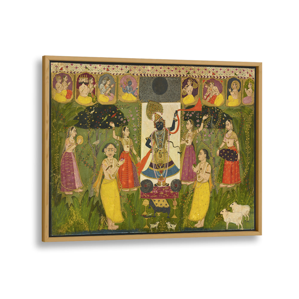 WORSHIP OF SHRI NATHJI , INDIAN ART PAINTINGS