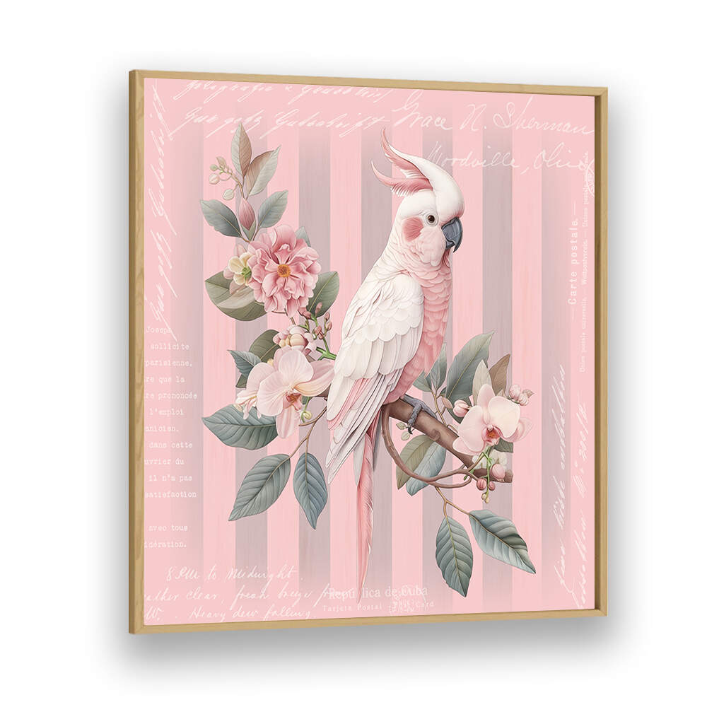 COCKATOO PASTEL PINK , ANIMAL PAINTINGS