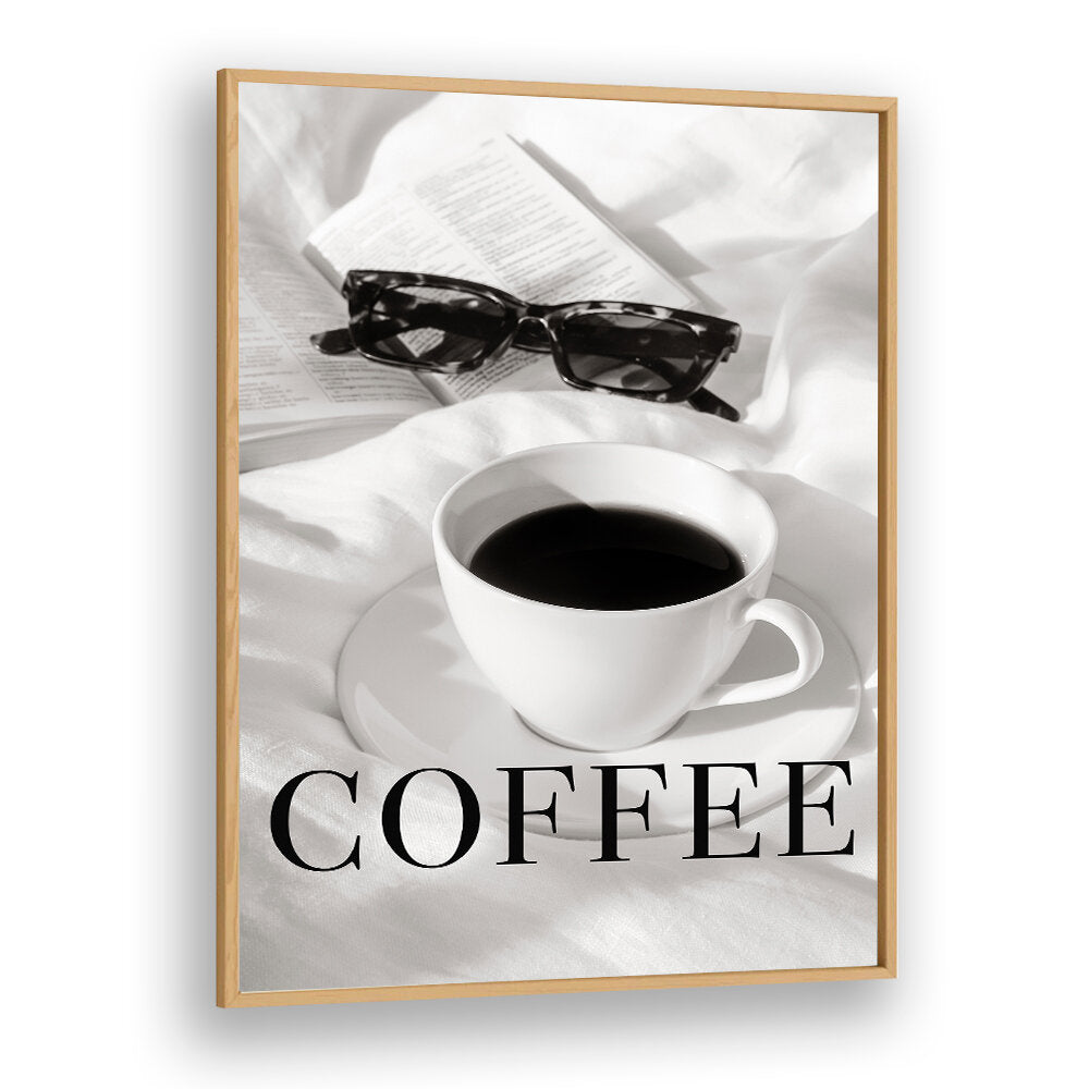 Stylish COFFEE IN BED, BAR art featuring a cup of coffee, perfect for cozy cafe vibes in your home decor.