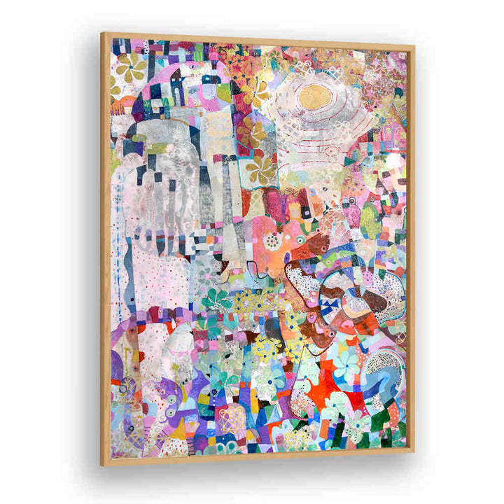 Oakwood framed from COVID SPRING , ABSTRACT PAINTINGS — colorful layered textures, floral motifs, gestural brushwork