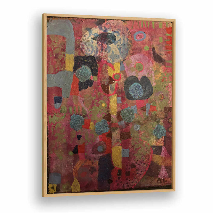 Oakwood Plain CRIMSON RHYTHM , ABSTRACT PAINTINGS framed bold crimson composition with layered texture and dynamic brushwork