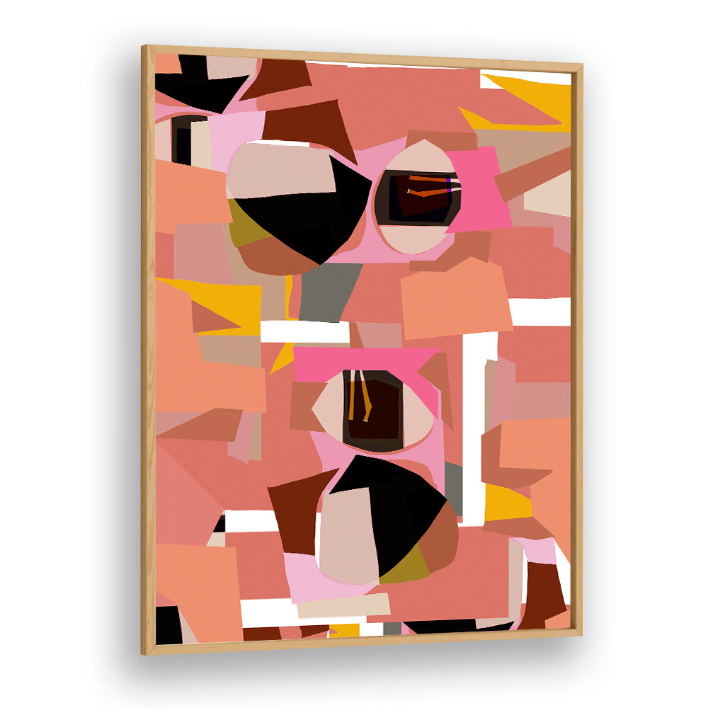 Bold deep pink geometric shapes create a vibrant art print, perfect for modern decor—DEEP PINK GEOMETRIC SHAPES I, GEOMETRIC ART PRINTS.