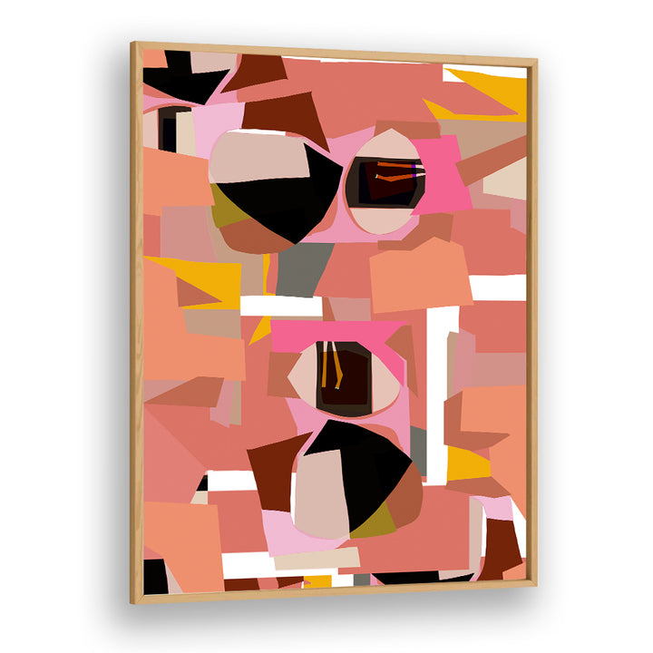 Bold deep pink geometric shapes create a vibrant art print, perfect for modern decor—DEEP PINK GEOMETRIC SHAPES I, GEOMETRIC ART PRINTS.
