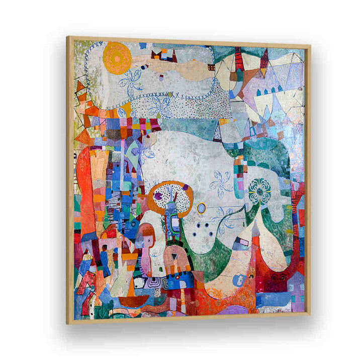Oakwood Plain DISTANT VILLAGE , ABSTRACT PAINTINGS — layered muted earth tones and hazy village forms.