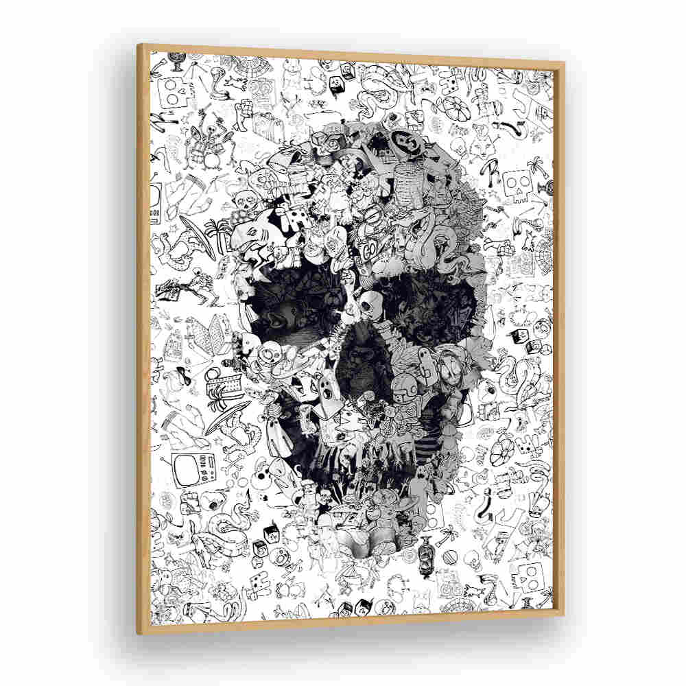 DOODLE SKULL , SURREAL ART PRINTS