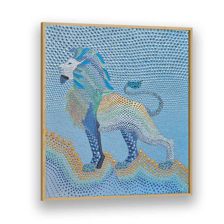 Dotted Majesty Lion, animal paintings showcasing vibrant colors and intricate textures for a stunning home decor piece.