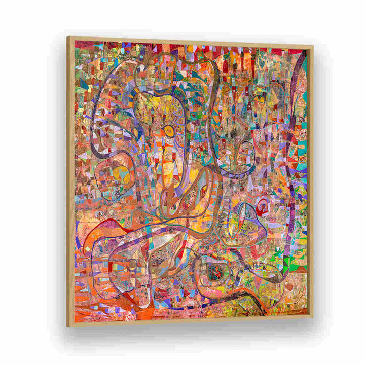 Oakwood Plain DYSTOPIA , ABSTRACT PAINTINGS: vibrant layered abstract canvas with swirling lines and mosaic textures