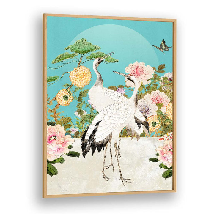 ELEGANT CRANES AND PEONIES