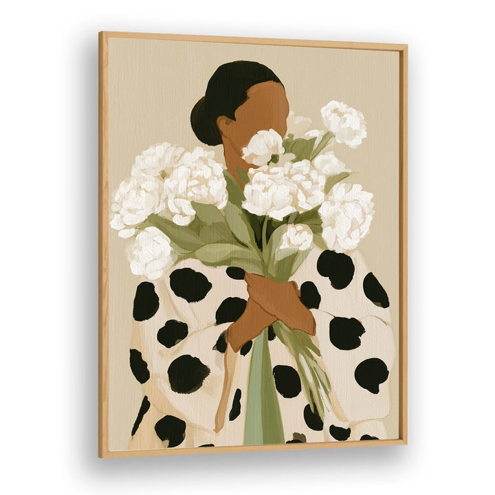 ELEGANT WOMAN WHITE PEONIES