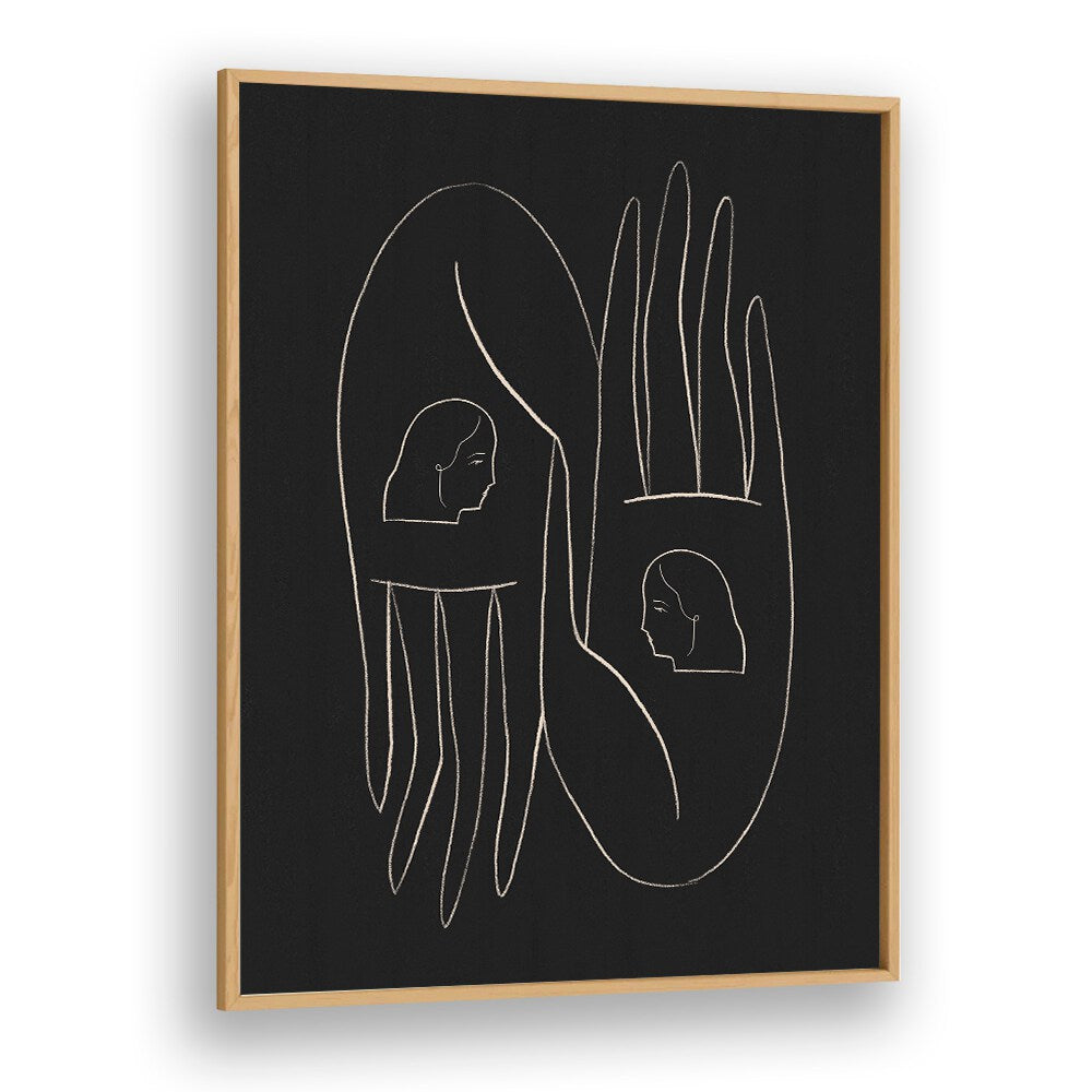 Stylish FRIENDLY HANDS, LINE ART PAINTINGS showcasing elegant hand illustrations, perfect for modern home decor.