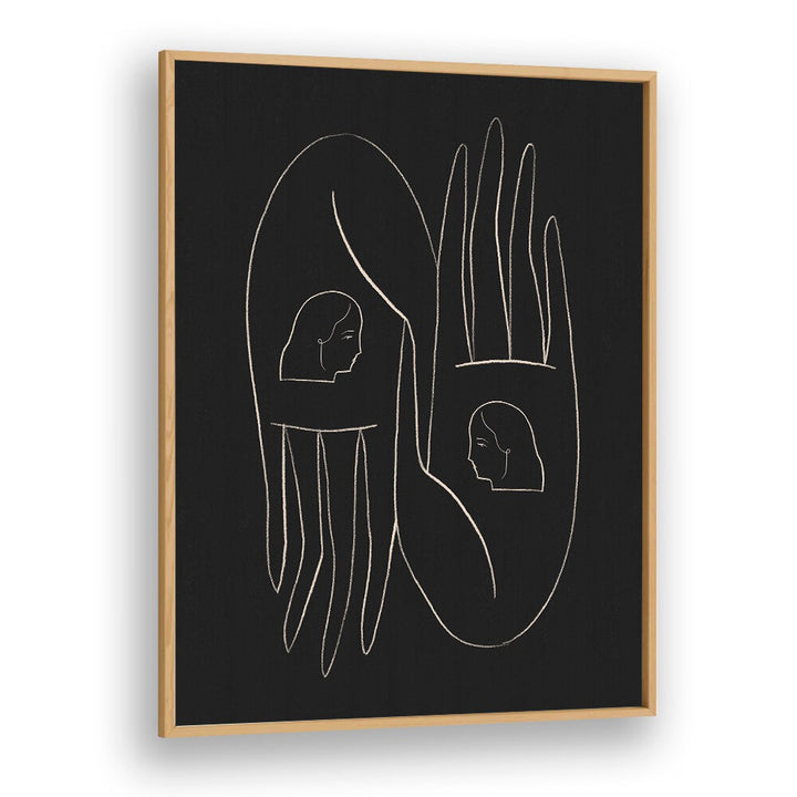 Stylish FRIENDLY HANDS, LINE ART PAINTINGS showcasing elegant hand illustrations, perfect for modern home decor.