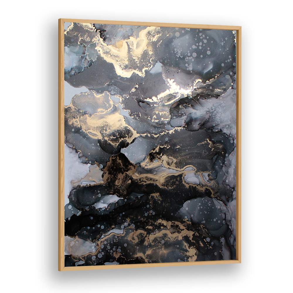 FIRESTORM, ABSTRACT PAINTINGS featuring a mesmerizing blend of dark colors and gold accents, perfect for modern decor.