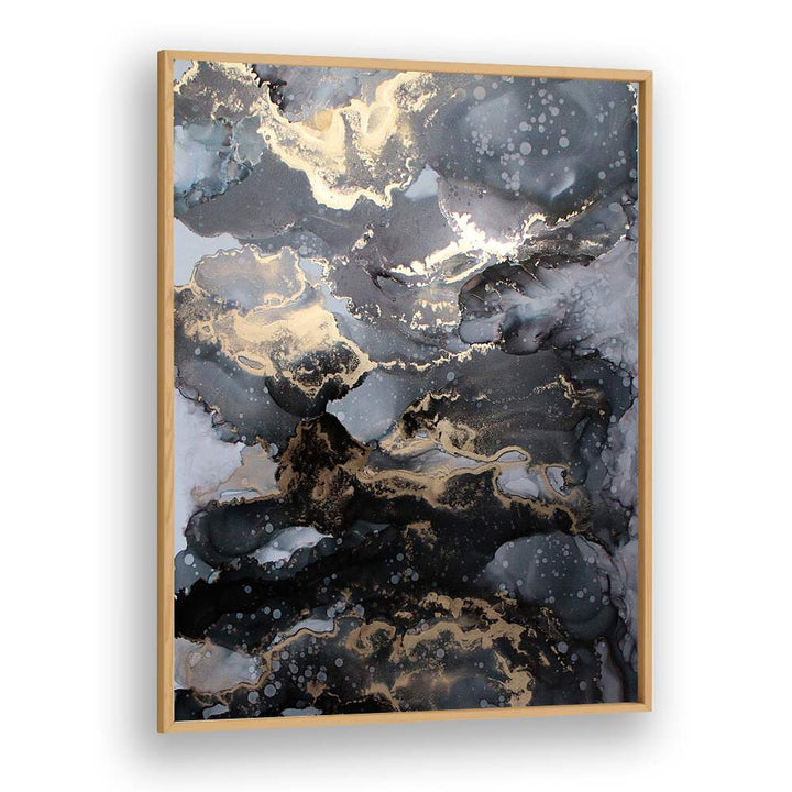 FIRESTORM, ABSTRACT PAINTINGS featuring a mesmerizing blend of dark colors and gold accents, perfect for modern decor.