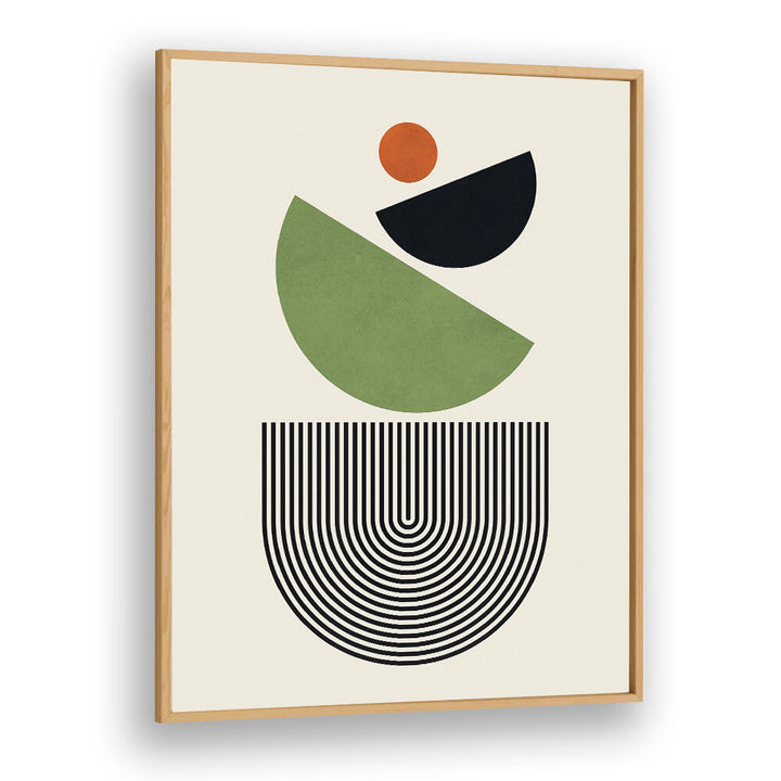 GEOMETRIC SHAPES IN GREEN BLACK AND ORANGE , GEOMETRIC ART PRINTS