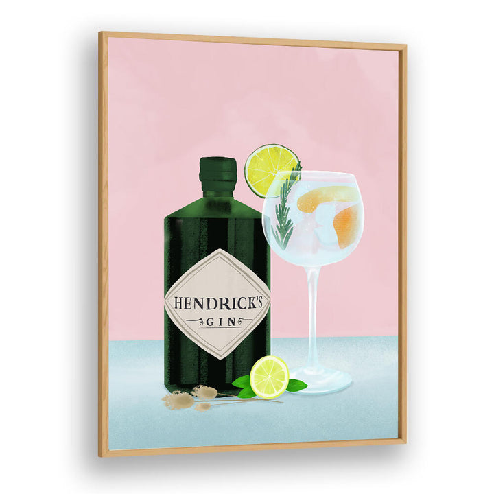 Hendrick's gin bottle with tonic glass—Oakwood Plain GIN TONIC , BAR artwork