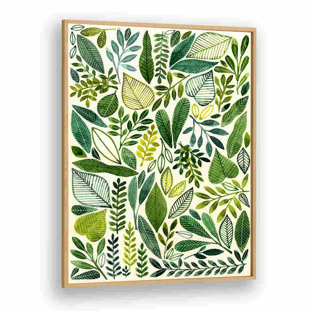 GREEN LEAVES IN VARIOUS SHAPES