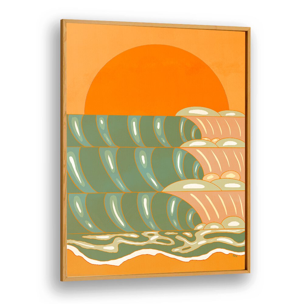 Radiant golden wave against a serene backdrop in our GOLDEN WAVE, LANDSCAPE PAINTINGS collection, perfect for home decor.