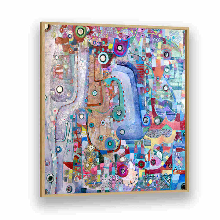 INDIGO MIRROR , ABSTRACT PAINTINGS Oakwood — framed abstract with luminous indigo tones, layered texture and movement