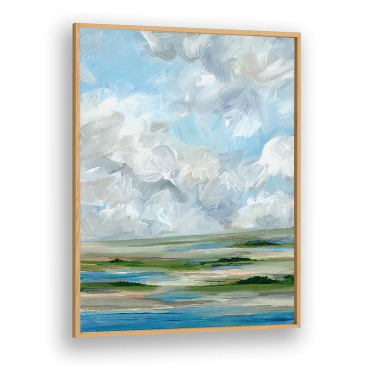 Bright blues and greens in the MID DAY MARSH, LANDSCAPE PAINTINGS create a serene, tranquil atmosphere for any space.