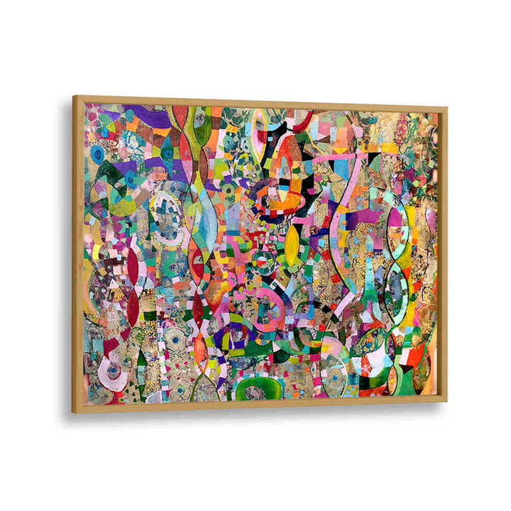 MOVING UP , ABSTRACT PAINTINGS, Oakwood: vibrant layered abstract with gestural brushwork and textured gradients.