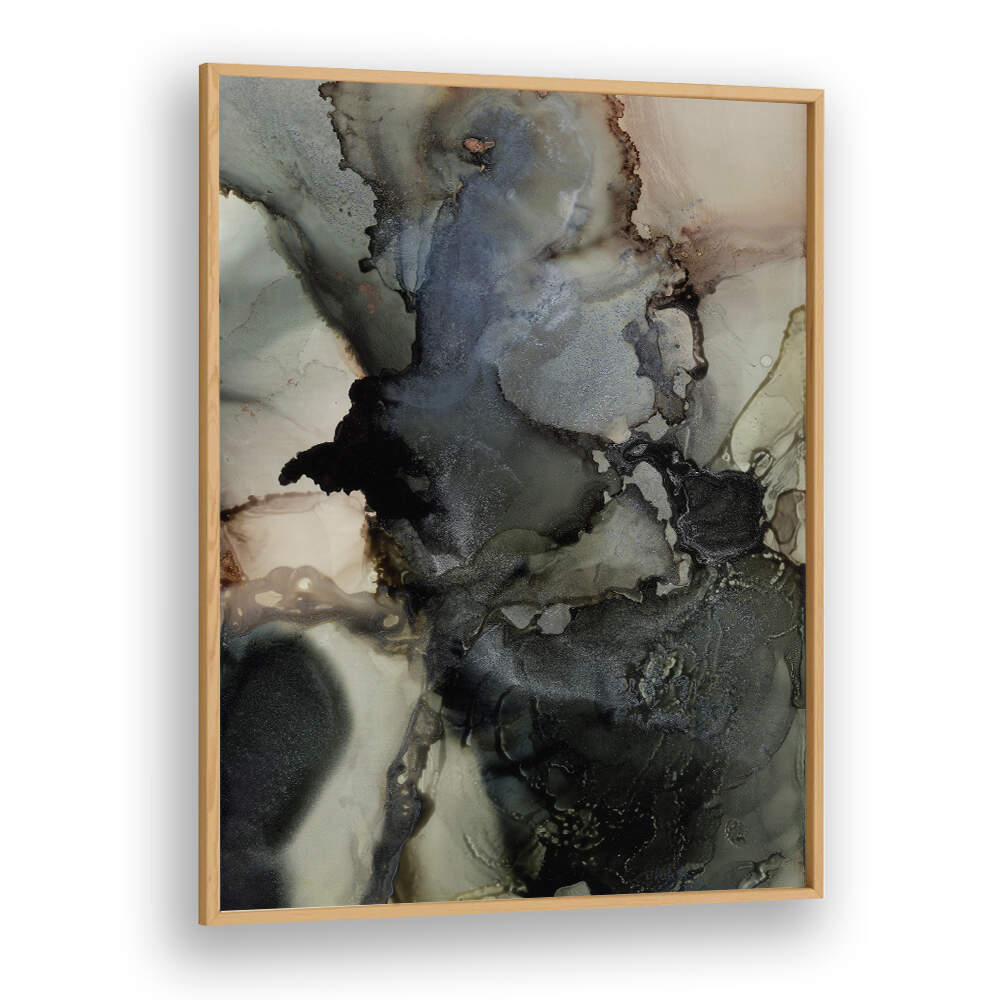 ORGANIC SHAPES WITH BLACK AND GRAY TONES , ABSTRACT PAINTINGS