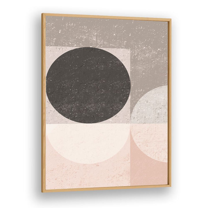 Abstract PASTEL GEO, GEOMETRIC ART PRINTS featuring soft shapes and neutral tones in a stylish frame. Perfect for decor.