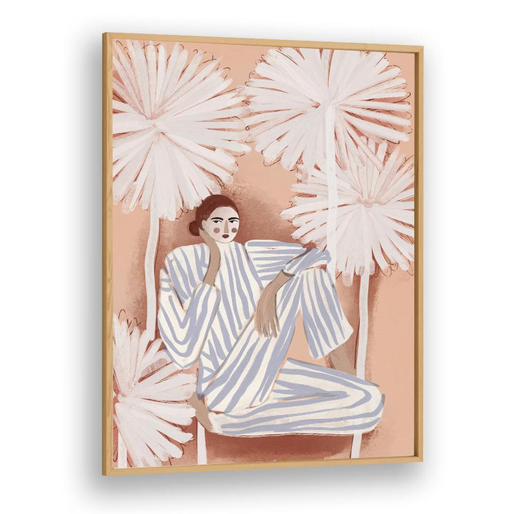 PEACEFUL WOMAN AMONG LEAVES