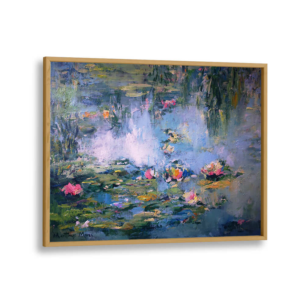 SERENE LILY POND , FLORAL FLOWER PAINTINGS