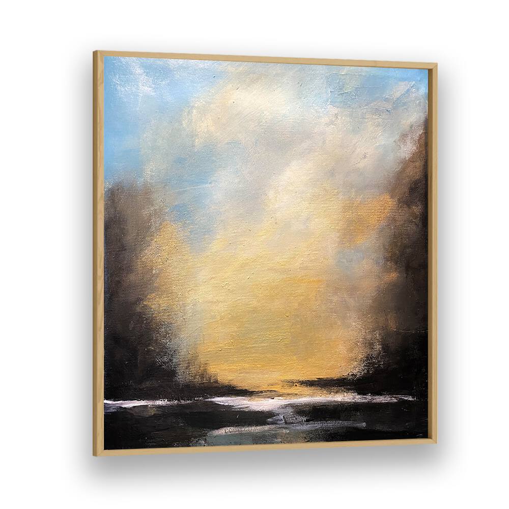 Vibrant hues blend in the SUNSET TRANQUIL HORIZON, showcasing beautiful landscape paintings for serene home decor.