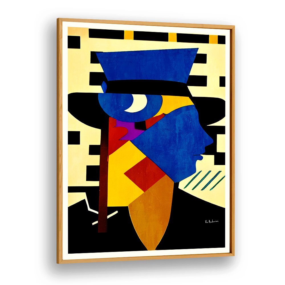 Colorful abstract artwork of a young girl with hat, portraits that embodies youthful charm and artistic expression.