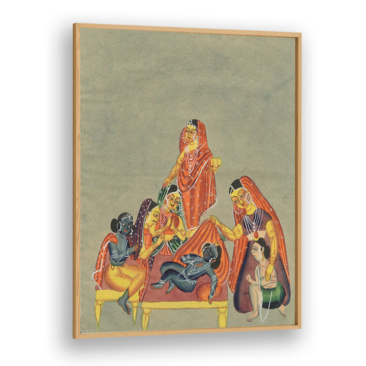 WORSHIP OF THE INFANT KRISHNA , INDIAN ART PAINTINGS