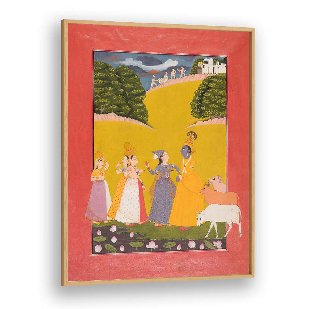 KRISHNA AMONG THE GOPIS , INDIAN ART PAINTINGS