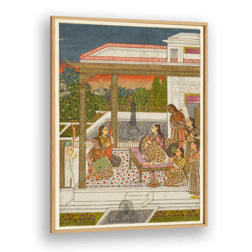 GARDEN COURT OF GENTLE CONVERSATIONS , INDIAN ART PAINTINGS