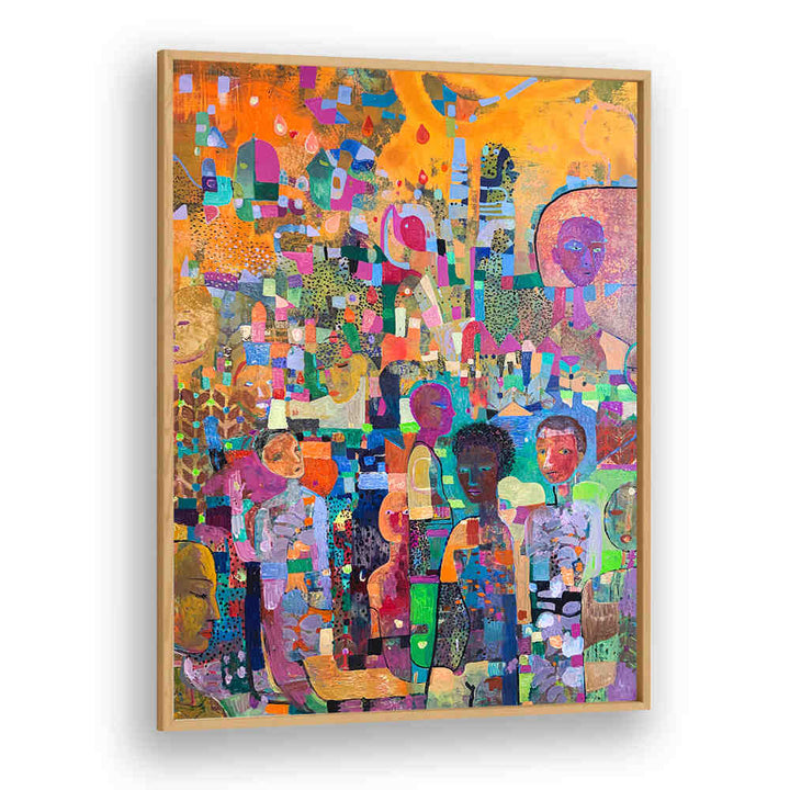 Oakwood TAKE A KNEE , ABSTRACT PAINTINGS - vibrant layered abstract with gestural marks and stylized figures